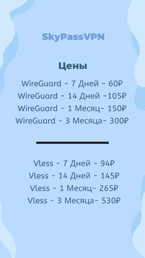 🟣SkyPass VPN | 🔐WG/VLESS | ✅will not block | VPN 💖