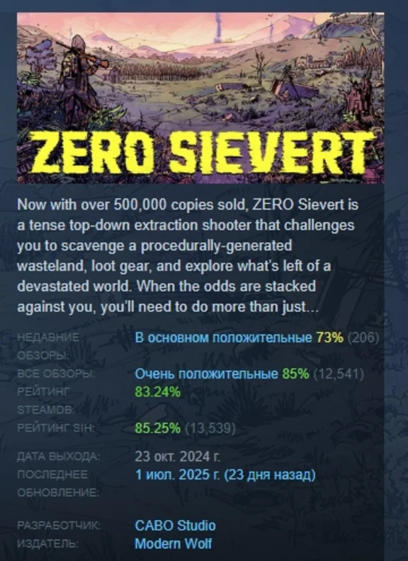 ZERO Sievert  АВТОДОСТАВКА STEAM РОССИЯ