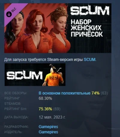 SCUM Female Hair Pack   DLC STEAM GIFT РОССИЯ