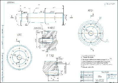 Drawing and 3D model of the part Axis in the program Co
