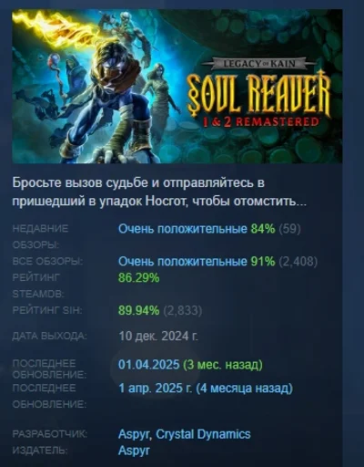 Legacy of Kain Soul Reaver 1&2 Remastered STEAM РОССИЯ
