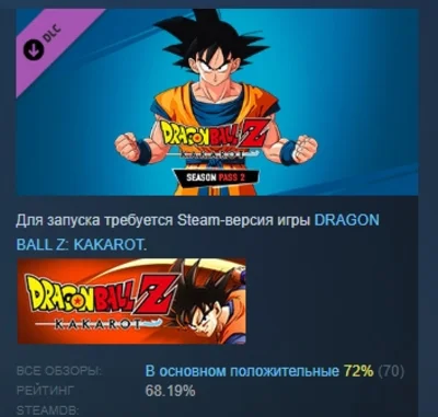 DRAGON BALL Z: KAKAROT Season Pass 2 DLC STEAM РОССИЯ