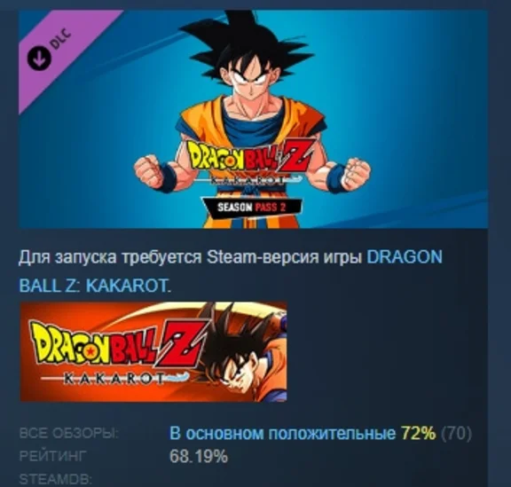 DRAGON BALL Z: KAKAROT Season Pass 2 DLC STEAM РОССИЯ