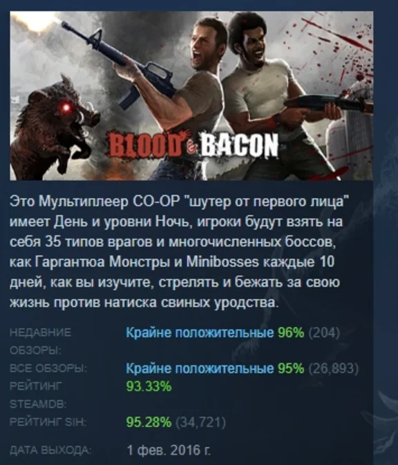 Blood and Bacon АВТОДОСТАВКА STEAM РОССИЯ