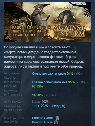 Against the Storm АВТОДОСТАВКА STEAM GIFT РОССИЯ