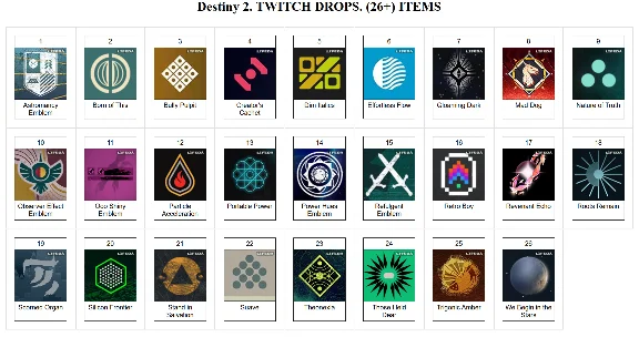🔥 DESTINY 2 ✦ TWITCH DROPS SKINS ✦ 26+ ITEMS + 🎁