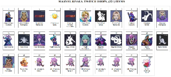 🔥Marvel Rivals✦TWITCH DROPS✦32+ СКИНОВ / ПРЕДМЕТОВ +🎁