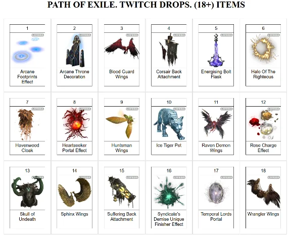 🔥Path of Exile✦TWITCH DROPS✦WINGS✦18+ SKINS /ITEMS +🎁