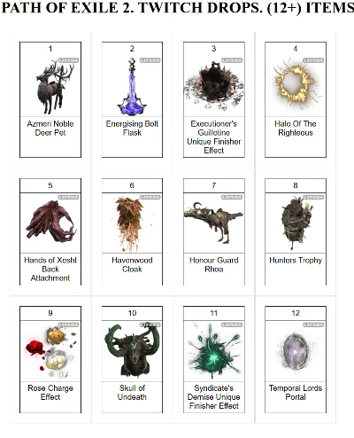 🔥 Path of Exile 2 ✦ TWITCH DROPS ✦ SKINS ✦12+ ITEMS 🎁