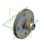 Drawing and 3D model of the part "Flange" in the progra