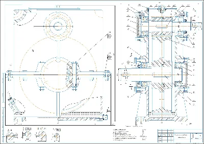 Drawing of single-stage cylindrical gearbox a=200