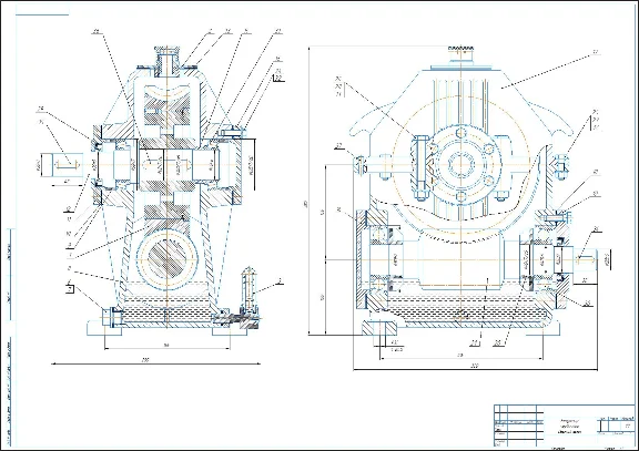 Drawing of a worm gearbox in the program Kompas 3D