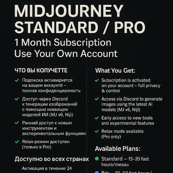 Midjourney Standard / Pro – 1 Month Subscription