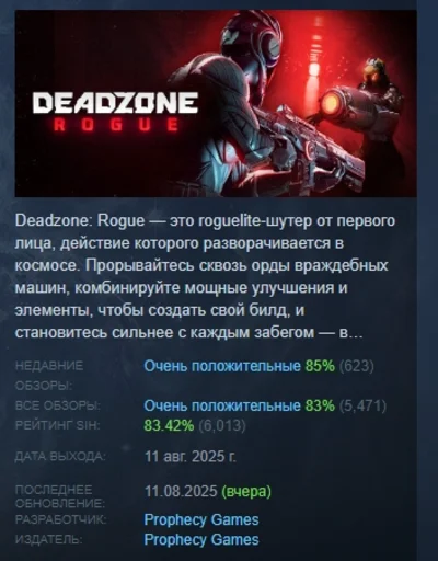 Deadzone: Rogue АВТОДОСТАВКА STEAM РОССИЯ