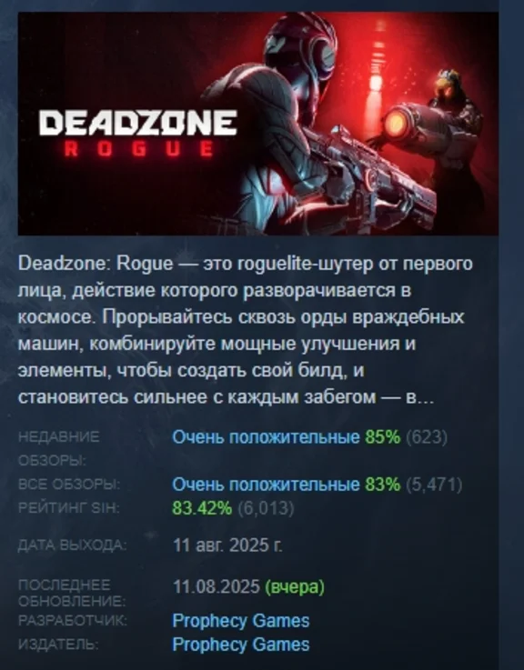 Deadzone: Rogue АВТОДОСТАВКА STEAM РОССИЯ