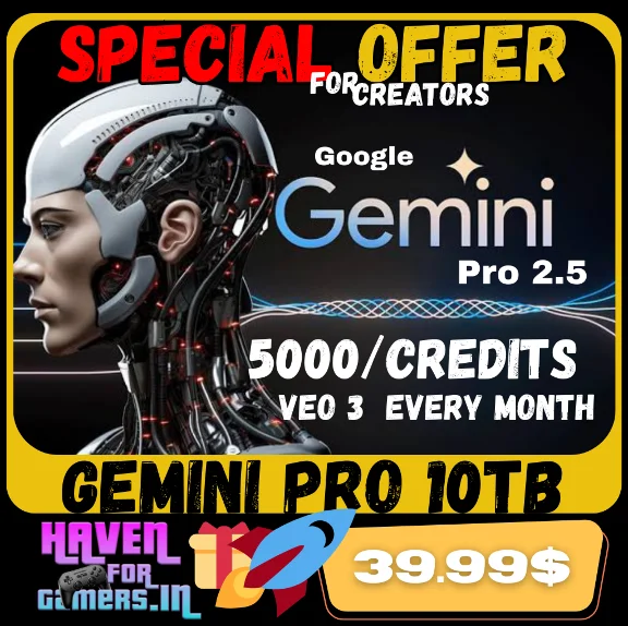 Gemini Pro 5000/Veo 3 кредита в месяц 👉10ТБ 12 месяцев