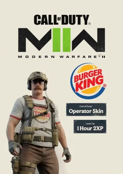 COD MW2 BURGER TOWN - OPERATOR SKIN  + 1H 2XP Boost