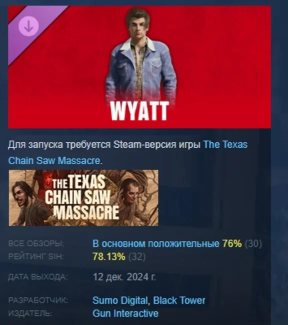 The Texas Chain Saw Massacre - Wyatt DLC STEAM РОССИЯ