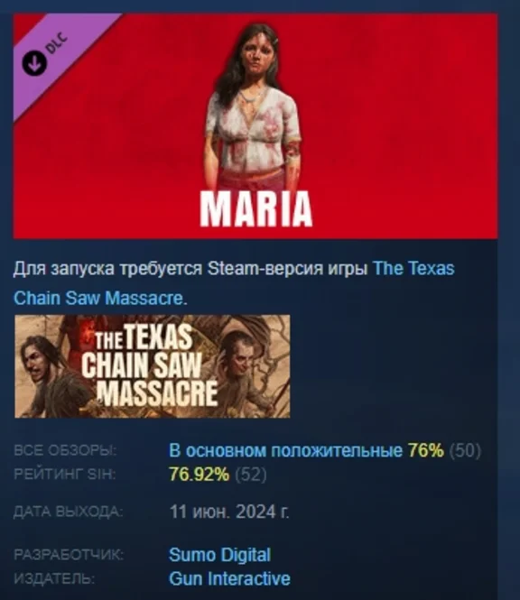 The Texas Chain Saw Massacre - Maria DLC STEAM РОССИЯ