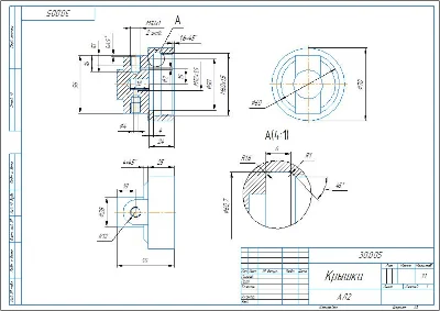 Drawing and 3D model of part 30.005 cover