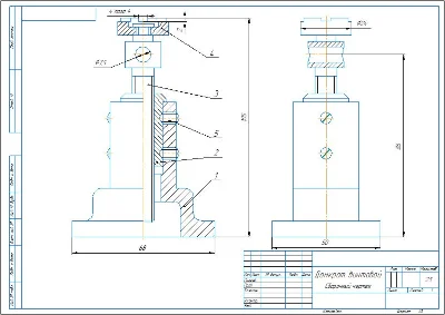 Assembly drawing of a screw jack