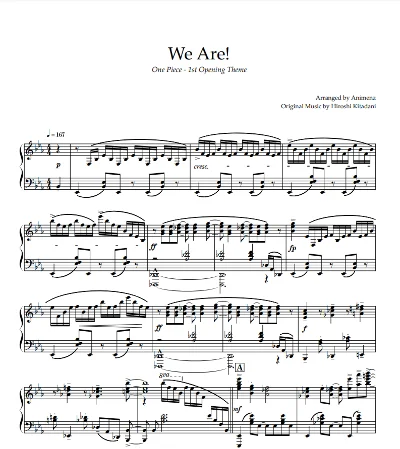 Sheet Animenz - We Are! – One Piece OP1