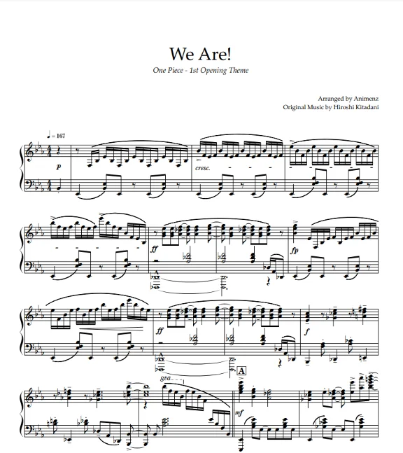 Sheet Animenz - We Are! – One Piece OP1