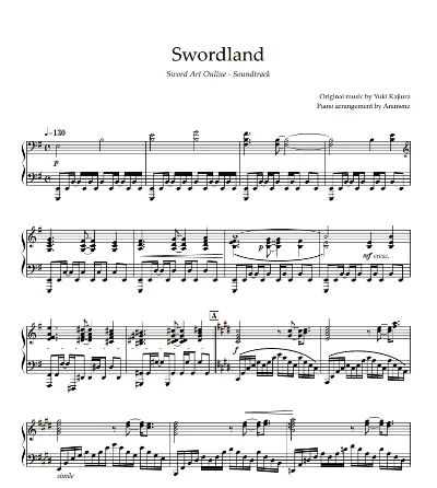 Sheet Animenz - Sword Art Online - Swordland Main Theme