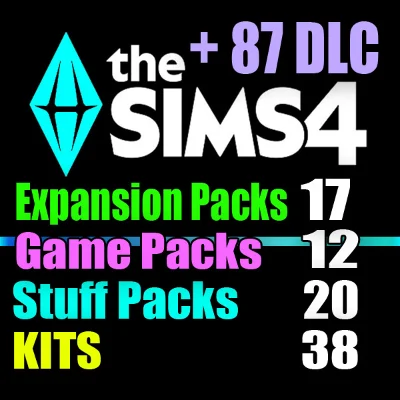 SIMS 4 + 87 DLC (17 exp / 12 gp / 20 sp / 38 kits)