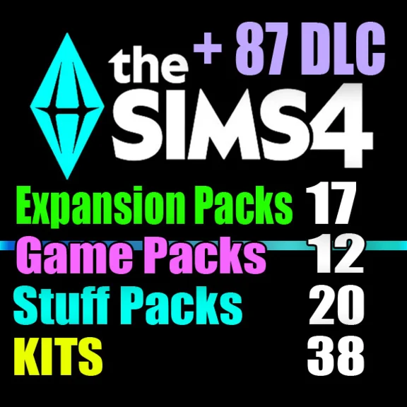 SIMS 4 + 87 DLC (17 exp / 12 gp / 20 sp / 38 kits)