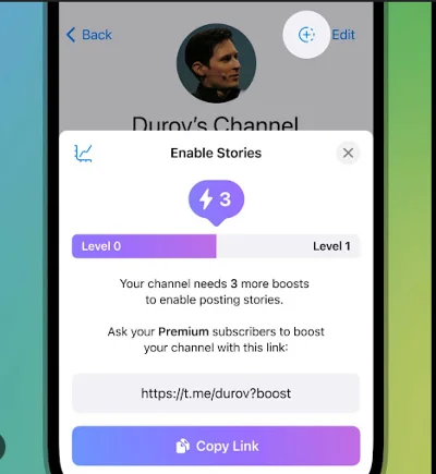 🔹Голоса за Telegram канал -⚡ Boost - Активация сторис