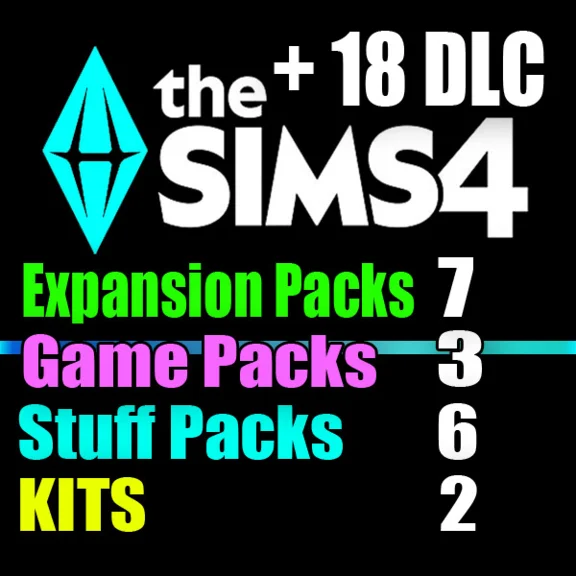 SIMS 4 + 18 DLC (7 exp / 3 gp / 6 sp / 2 kits)