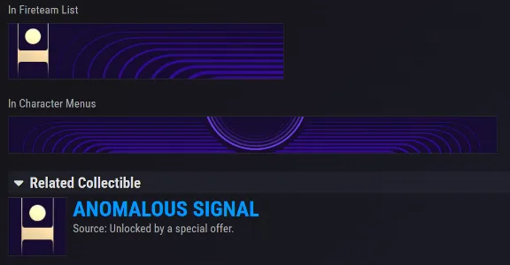 Destiny 2 emblem - ANOMALOUS SIGNAL