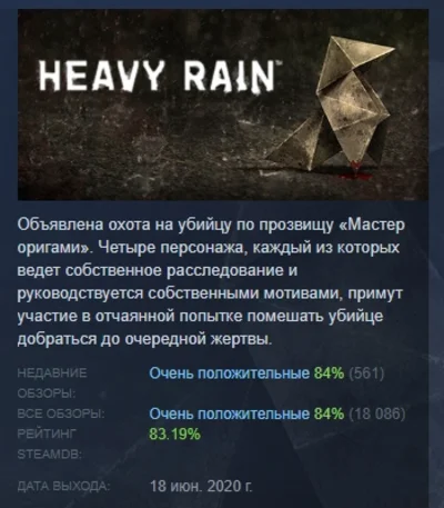 Heavy Rain АВТОДОСТАВКА STEAM GIFT РОССИЯ