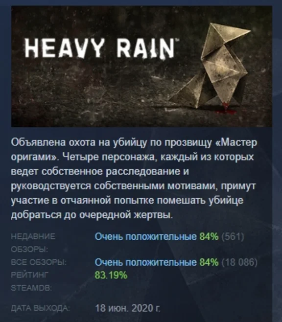 Heavy Rain АВТОДОСТАВКА STEAM GIFT РОССИЯ