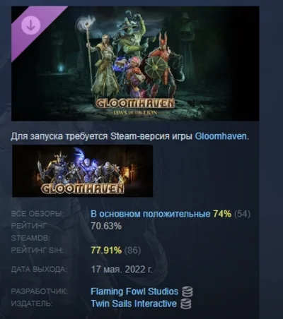 Gloomhaven - Jaws of the Lion DLC STEAM RUSSIA