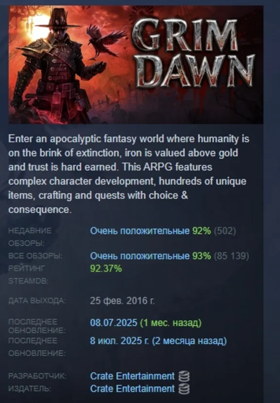 Grim Dawn АВТОДОСТАВКА STEAM РОССИЯ