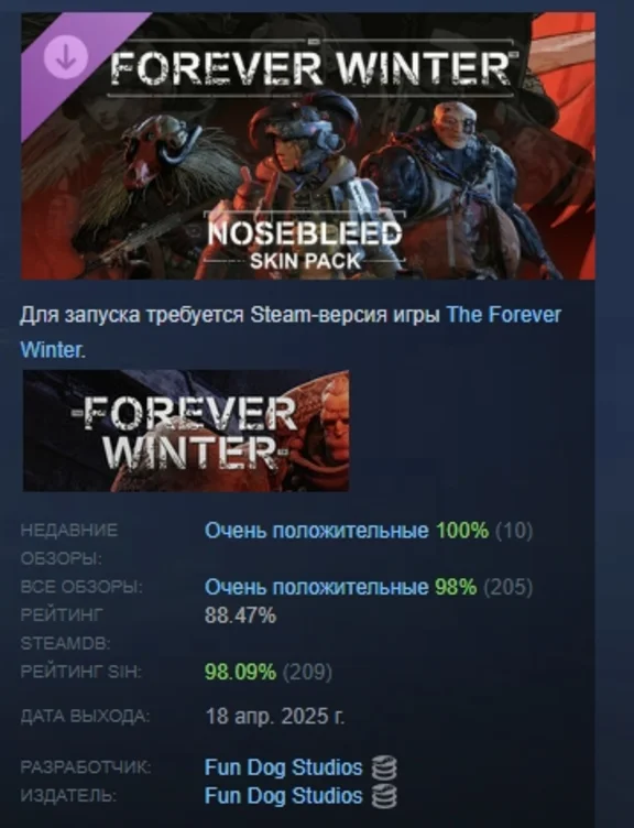 The Forever Winter - Nosebleed Skin Pack STEAM РОССИЯ
