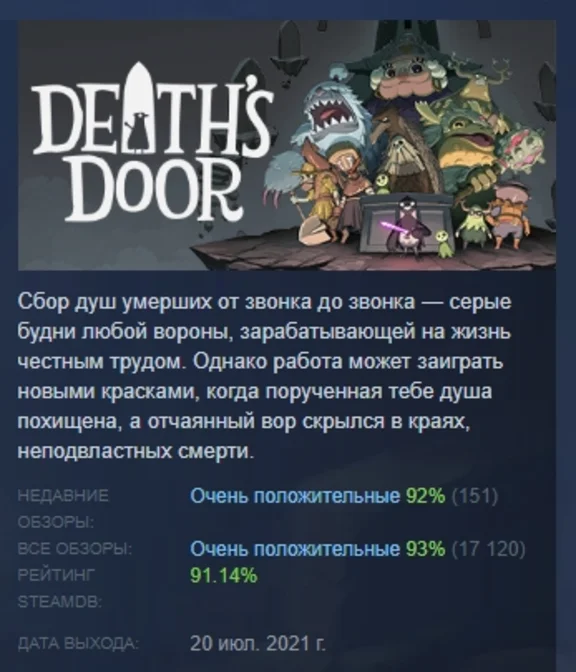 Death´s Door АВТОДОСТАВКА STEAM GIFT РОССИЯ