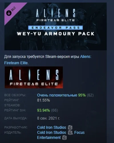 Aliens: Fireteam Elite Wey-Yu Armoury DLC STEAM РОССИЯ