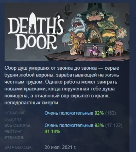 Death´s Door STEAM KEY GLOBAL+РОССИЯ СТИМ КЛЮЧ РОССИЯ