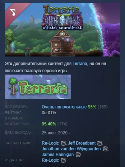 Terraria: Otherworld Official Soundtrack DLC STEAM