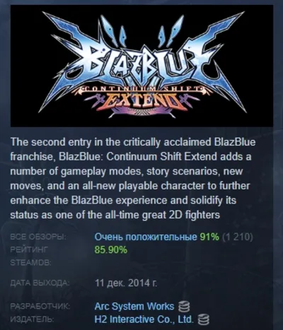 BlazBlue: Continuum Shift Extend STEAM РОССИЯ