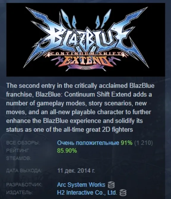 BlazBlue: Continuum Shift Extend STEAM РОССИЯ