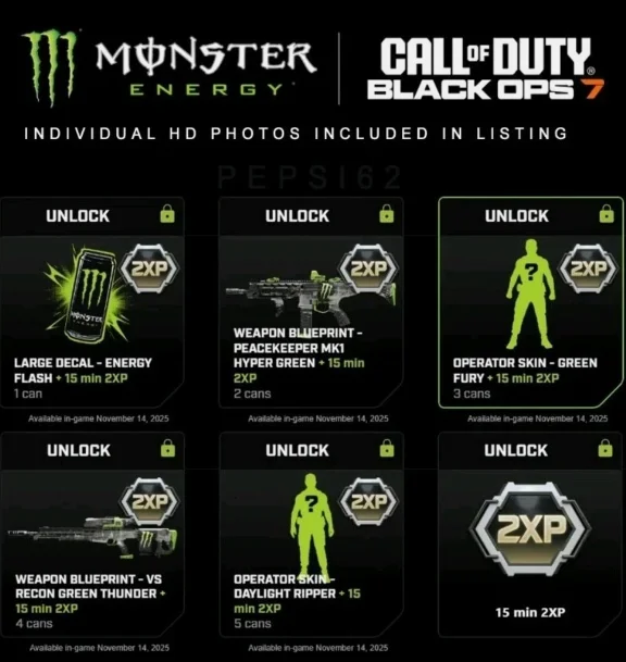 НАБОР MONSTER ENERGY BUNDLE CoD BLACKOPS 7 GLOBAL
