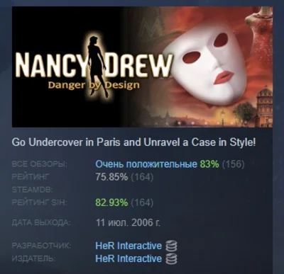 Nancy Drew: Danger by Design АВТОДОСТАВКА STEAM РОССИЯ