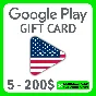 GOOGLE PLAY GIFT CARD 5-200$ USD USA AUTO DELIVERY 24/7