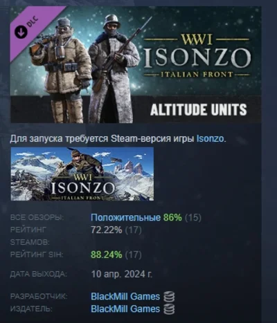 Isonzo - Altitude Units Pack DLC STEAM GIFT РОССИЯ