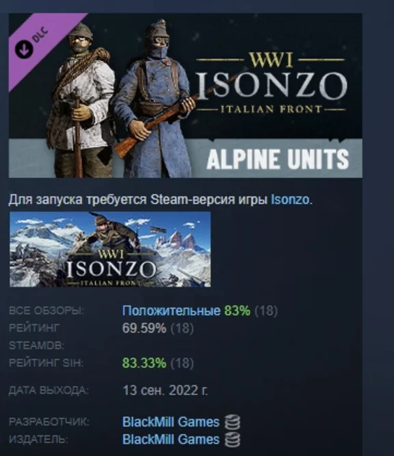 Isonzo - Alpine Units Pack Альпийские стрелки STEAM