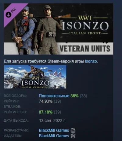 Isonzo - Veteran Units Pack Опытные бойцы STEAM РОССИЯ